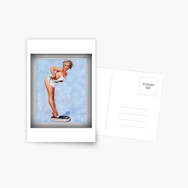 The Scale Doesn't Lie by Gil Elvgren Remastered Vintage Art Xzendor7 Reproductions Postcard