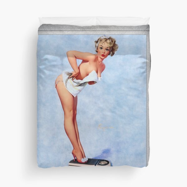 The Scale Doesn't Lie by Gil Elvgren Remastered Vintage Art Xzendor7 Reproductions Duvet Cover