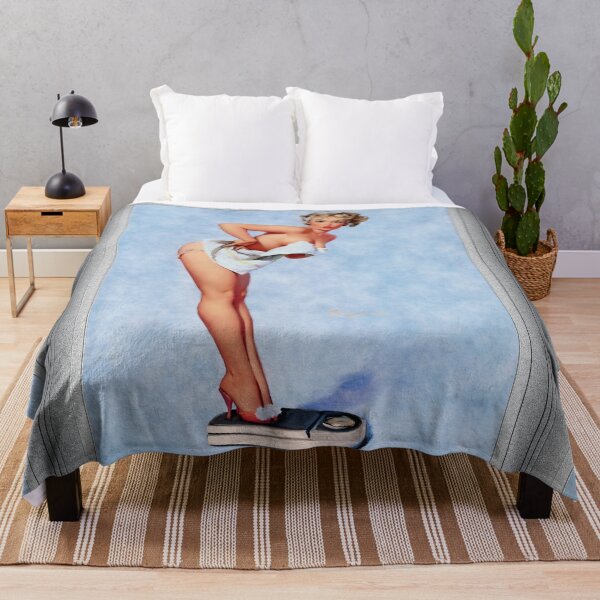 The Scale Doesn't Lie by Gil Elvgren Remastered Vintage Art Xzendor7 Reproductions Throw Blanket