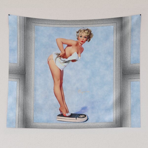 Item preview, The Scale Doesn't Lie by Gil Elvgren Remastered Vintage Art Xzendor7 Reproductions designed and sold by Xzendor7 Digital Art Creations.