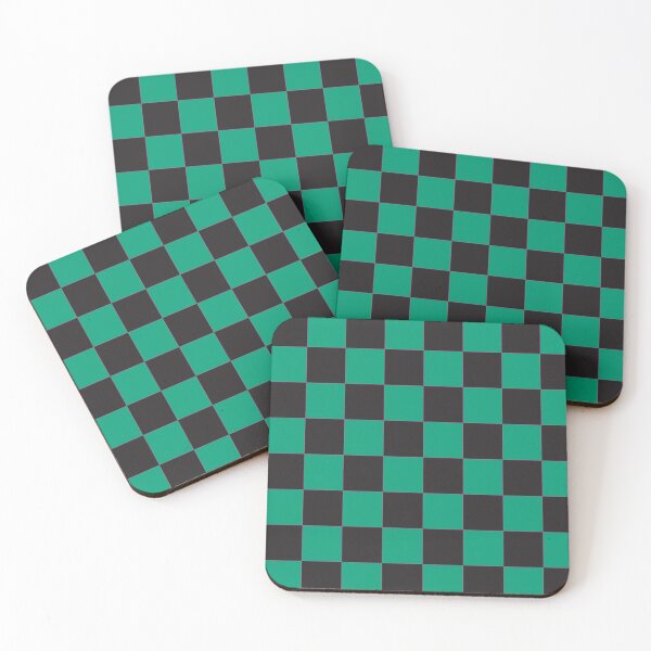 Item preview, Japanese Kimono Ichimatsu Pattern Green Black designed and sold by katrinaroman.