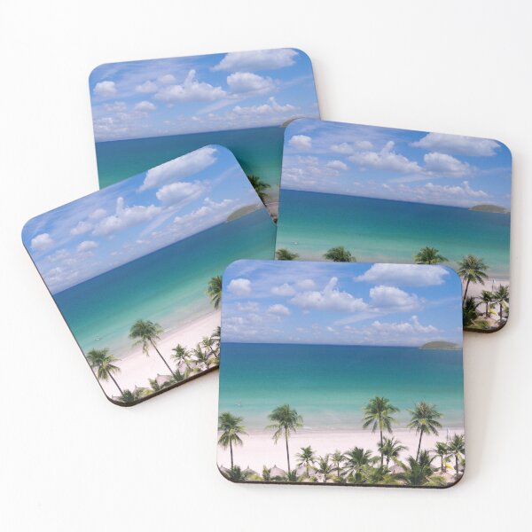 Item preview, Gorgeous Beach with Palm Trees and Tiki Huts designed and sold by hardscuffle.