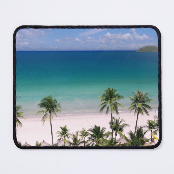 Item preview, Gorgeous Beach with Palm Trees and Tiki Huts designed and sold by hardscuffle.