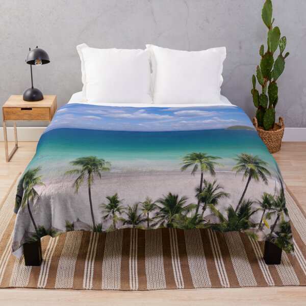 Item preview, Gorgeous Beach with Palm Trees and Tiki Huts designed and sold by hardscuffle.