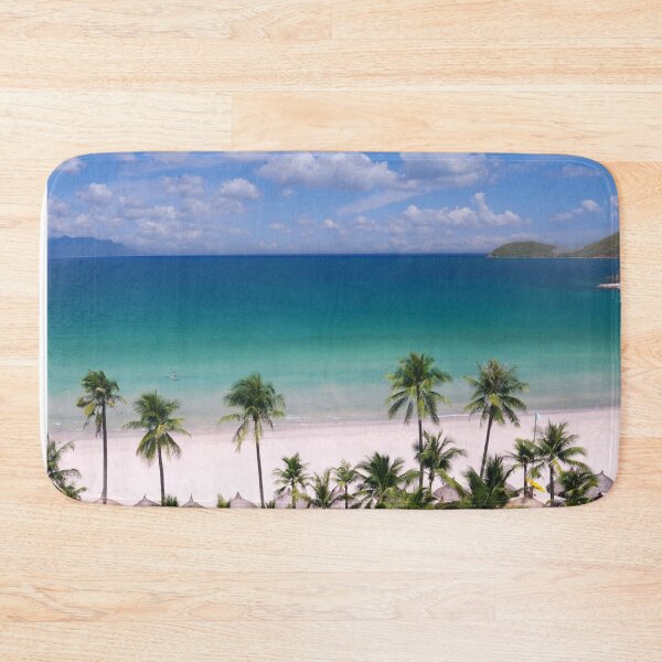 Item preview, Gorgeous Beach with Palm Trees and Tiki Huts designed and sold by hardscuffle.