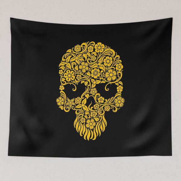 Item preview, Yellow Flowers and Vines Sugar Skull Design designed and sold by JeffBartels.