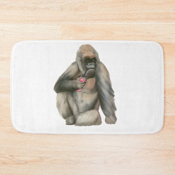 Item preview, Charming gorilla enjoying pink squash  designed and sold by Krissys-Art.