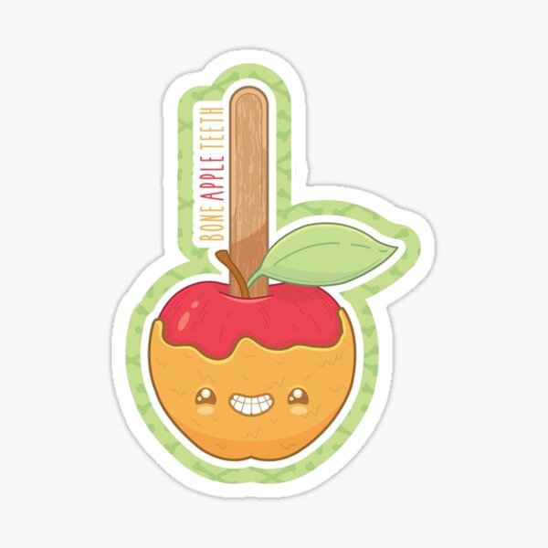 Bone Apple Teeth Funny Joke Sticker