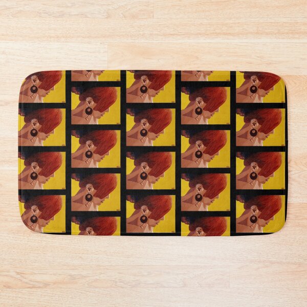 Item preview, Vermilion, a Pop art inspired portrait of woman with red hair and earring against yellow. designed and sold by HBBArtShop.