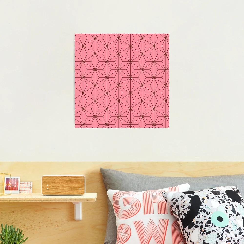 Asano Hemp Design  ハーフダラー 4枚セット Japanese Kimono Asanoha Star Hemp Leaf Pattern Pink Red