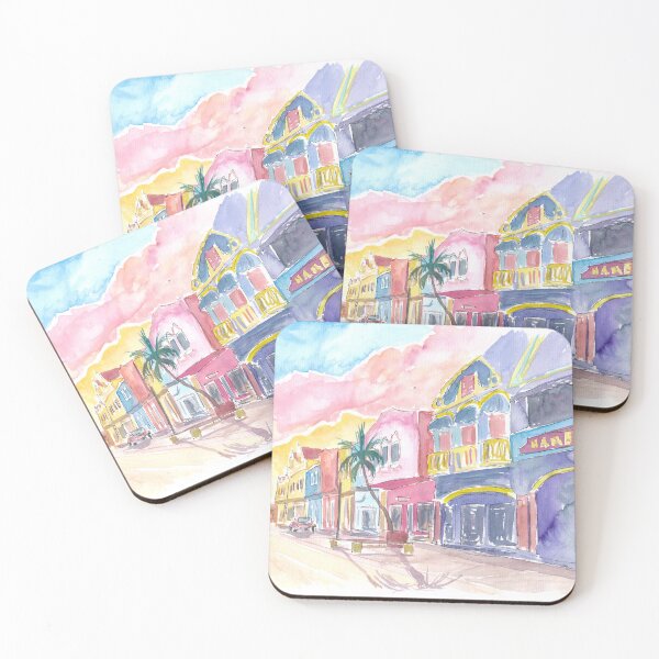 Item preview, Kralendijk Bonaire Dutch Caribbean Colorful Street Scene designed and sold by artshop77.