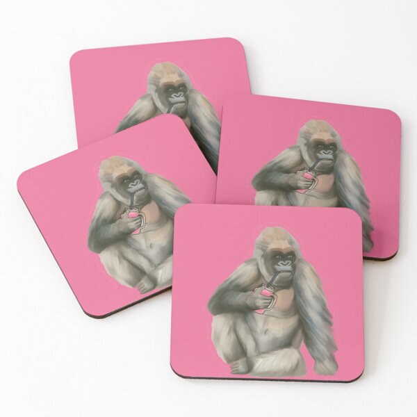 Item preview, Charming gorilla enjoying pink squash  designed and sold by Krissys-Art.