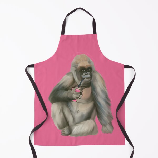 Item preview, Charming gorilla enjoying pink squash designed and sold by Krissys-Art.
