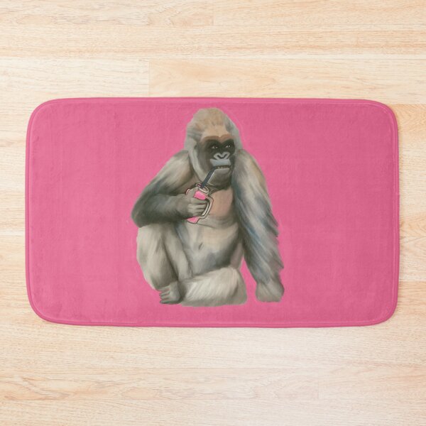 Item preview, Charming gorilla enjoying pink squash  designed and sold by Krissys-Art.