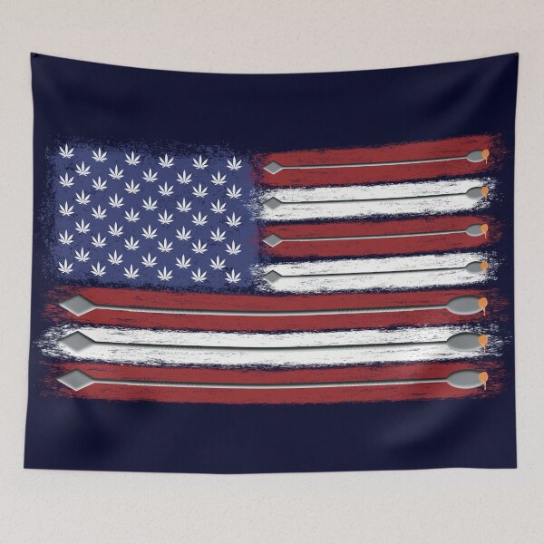 Artikelvorschau, American Flag with Pot Leaves and Dab Tools Stoner Design entworfen und verkauft von YomeHayin.