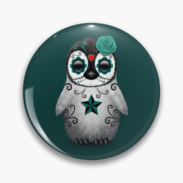 Item preview, Teal Blue Day of the Dead Sugar Skull Penguin  designed and sold by JeffBartels.