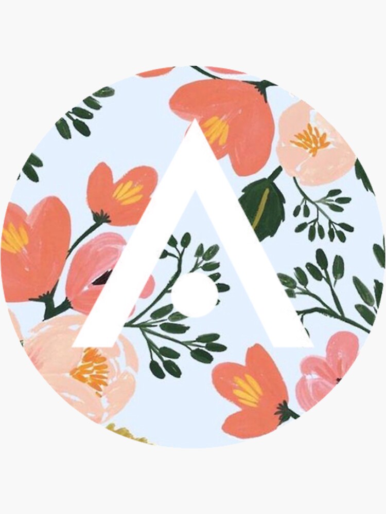 "Blue and Pink Flowers Aveda Logo" Sticker by Dalaura Redbubble