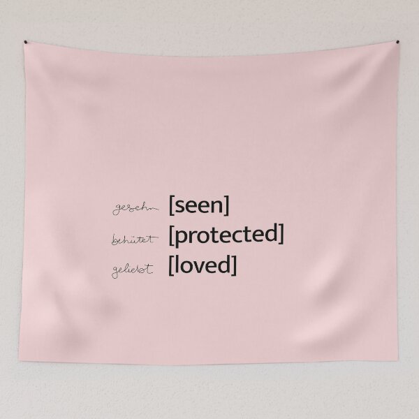 Item preview, Three appreciative, powerful keywords staged: seen, protected, loved designed and sold by freude-anfassen.