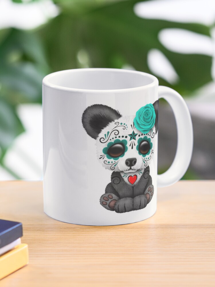 Cute Panda Bear Cub with Eye Glasses on Red Coffee Mug by Jeff