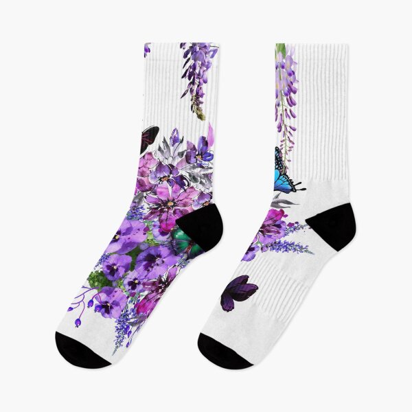 Item preview, Purple Flowers and Blue Butterflies designed and sold by tomorrowsart.