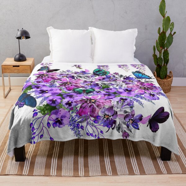 Item preview, Purple Flowers and Blue Butterflies designed and sold by tomorrowsart.
