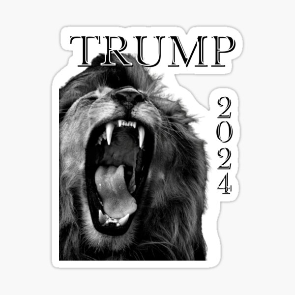 Trump 2024 Like A Mighty Lion Sticker By AmericaFreedom Redbubble   St,small,507x507 Pad,600x600,f8f8f8 