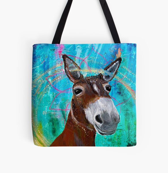 Goldesel - buntes Esel Porträt Allover-Print Tote Bag
