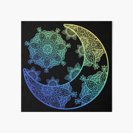 Crescent Moon Mandala (inverted color) Art Board Print for Sale