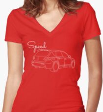 MazdaSpeed 3 Outline - Speed Artwork Women's Fitted V-Neck T-Shirt