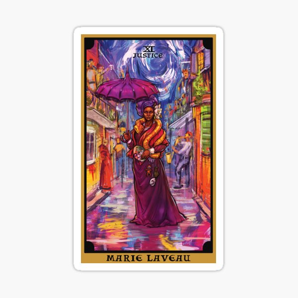 Vista previa del artículo con la obra «Marie Laveau en la carta del tarot de la justicia», diseñado y vendido por TheGhoulishGarb.