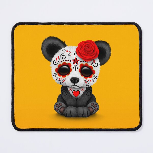 Item preview, Red Day of the Dead Sugar Skull Panda on Yellow designed and sold by JeffBartels.