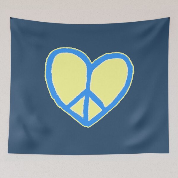 Item preview, Blue Yellow Ukrainian Heart Peace, Peace Love, Peace Sign, No War designed and sold by badlydrawnbabe.