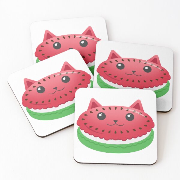 Item preview, Sweet Cute Kawaii Catarons Watermelon Cat French Macarons Pastry Clipart designed and sold by sehana.