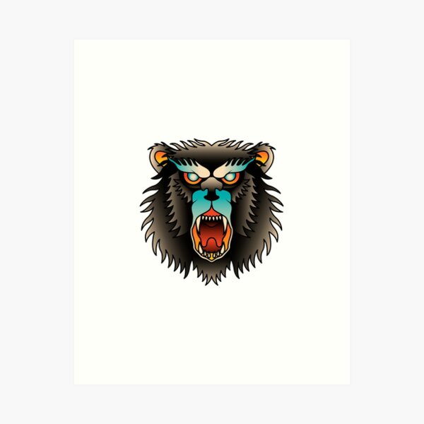 Buy Bear and Feathers Neotraditional Tattoo Flash Old School Online in  India  Etsy