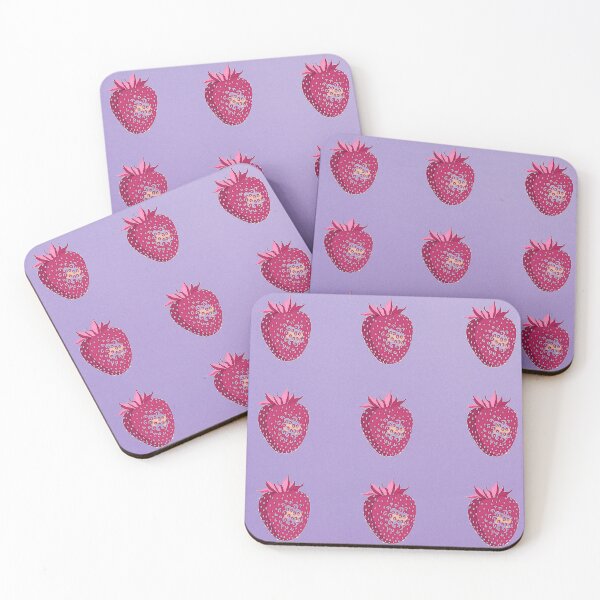 Item preview, Red Strawberries On Lavender Background Design designed and sold by debmund.
