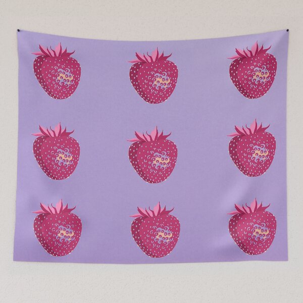 Item preview, Red Strawberries On Lavender Background Design designed and sold by debmund.