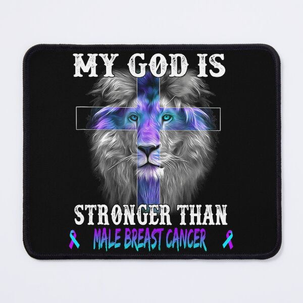 Item preview, León Mi Dios es más fuerte que el cáncer de mama masculino Apoyar al guerrero contra el cáncer de mama masculino designed and sold by Hatjar.