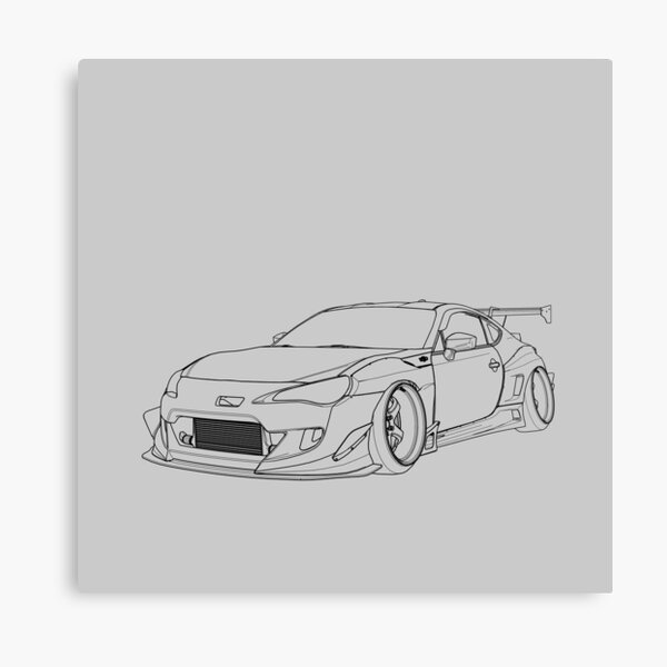 "Car line art, Car guy, Car girl, JDM car addict, Subie Drawing" Canvas