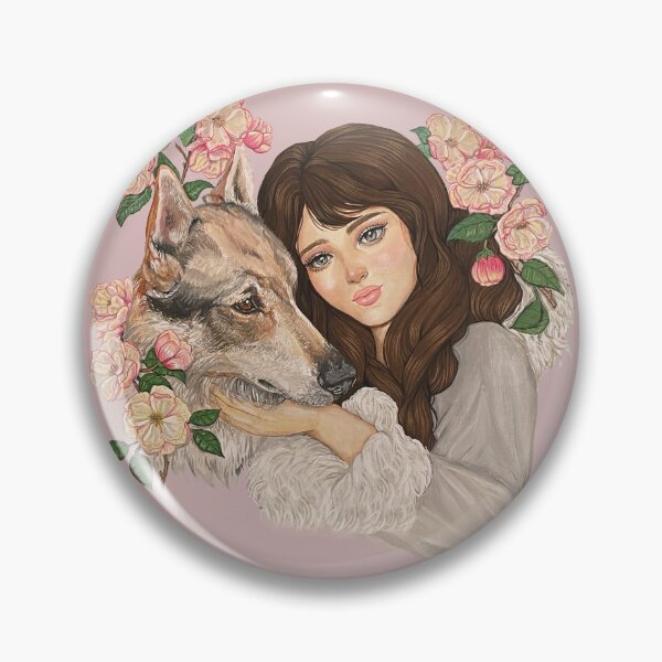 Item preview, Girl and wolf floral designed and sold by Loly artist.