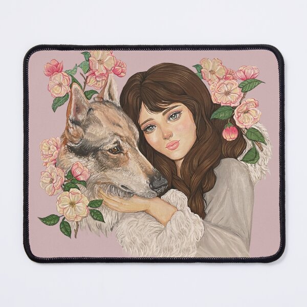 Item preview, Girl and wolf floral designed and sold by Loly artist.