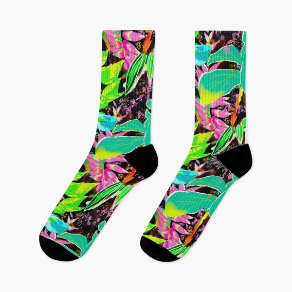 Item preview, tropical heaven trendy exotic floral pattern, leaves and flowers tropical pattern, botanical illustration, pink green floral illustration   designed and sold by ZeinabTaha.