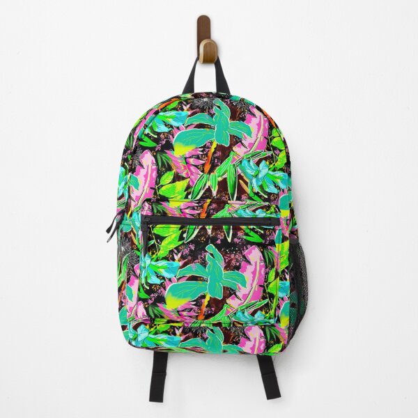 Item preview, tropical heaven trendy exotic floral pattern, leaves and flowers tropical pattern, botanical illustration, pink green floral illustration designed and sold by ZeinabTaha.