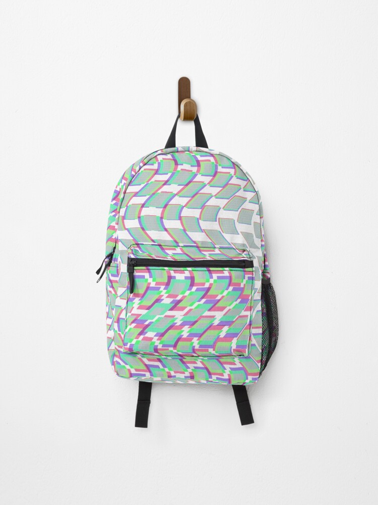 Thumbnail 1 of 3, Backpack, Glitched Block Pattern - White - designed and sold by Xernition.