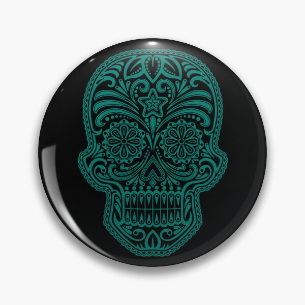 Item preview, Intricate Teal Blue and Black Sugar Skull designed and sold by JeffBartels.