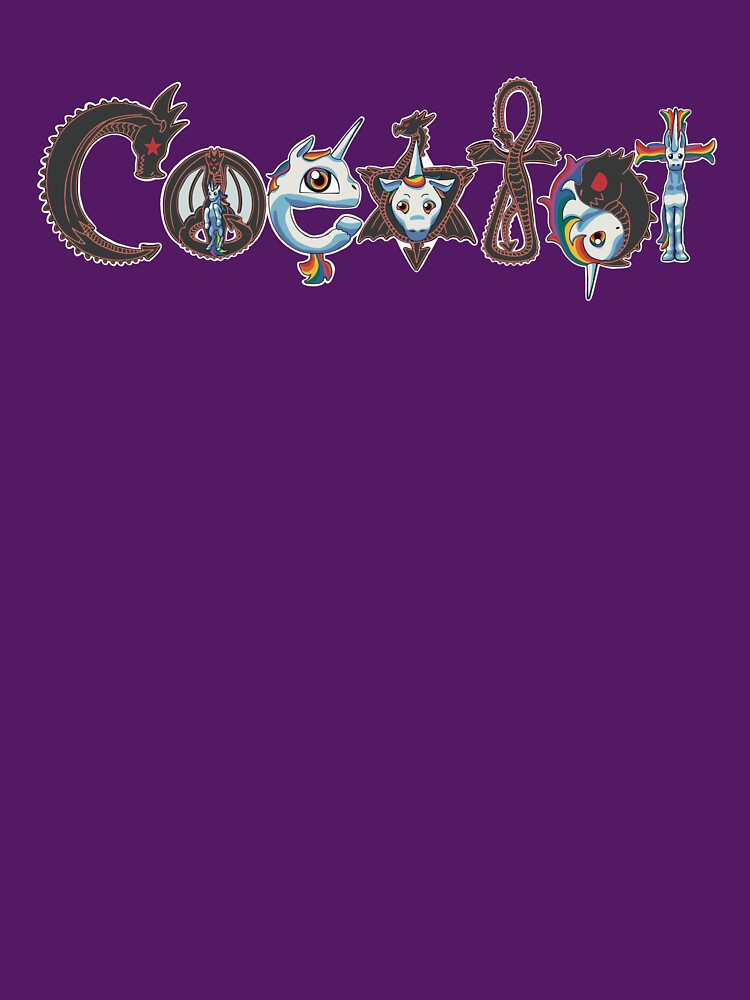 Thumbnail 7 of 7, Classic T-Shirt, Coexist Dragons and Unicorns designed and sold by BlazeraptorGirl.