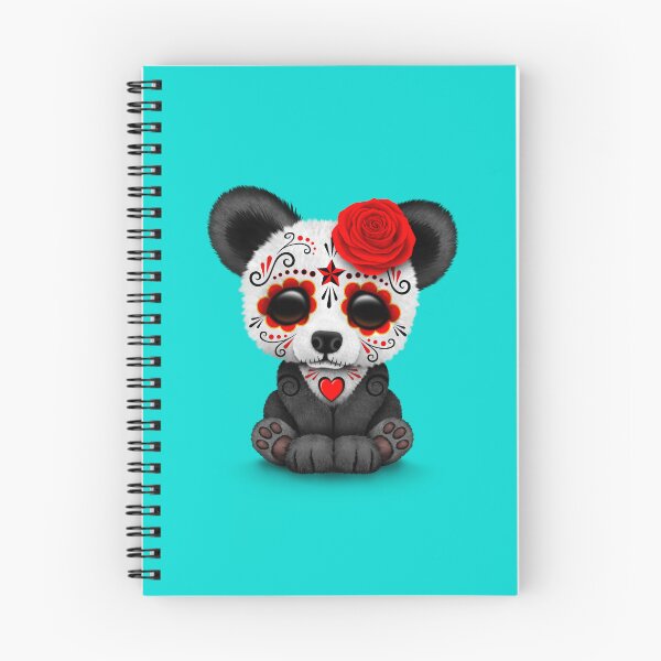 Item preview, Red Day of the Dead Sugar Skull Panda on Blue designed and sold by JeffBartels.