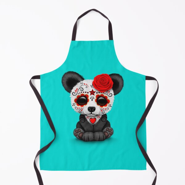 Item preview, Red Day of the Dead Sugar Skull Panda on Blue designed and sold by JeffBartels.