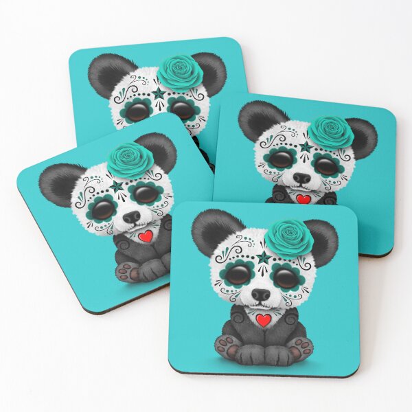 Item preview, Teal Blue Day of the Dead Sugar Skull Panda  designed and sold by JeffBartels.