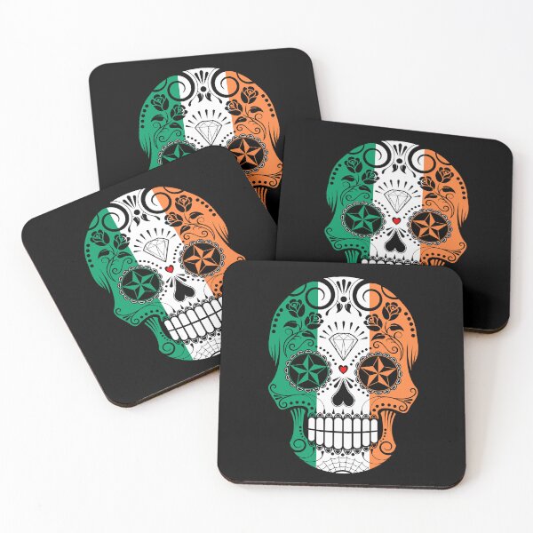 Item preview, Sugar Skull with Roses and Flag of Ireland designed and sold by JeffBartels.