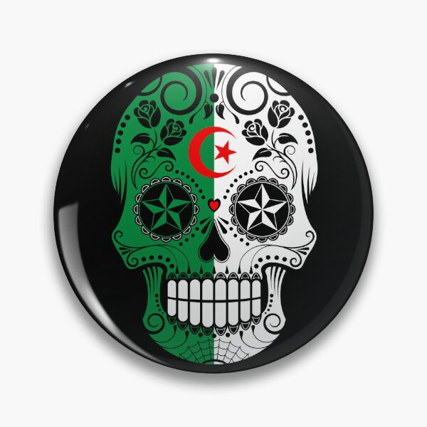 Artikelvorschau, Zuckerschädel mit Rosen und Flagge von Algerien entworfen und verkauft von JeffBartels.